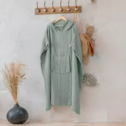 Poncho adulto in garza di cotone S/M Gaïa Verde eucalipto