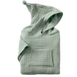Poncho da bagno per bambini in garza di cotone 6/10 anni Gaia Verde eucalipto