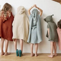 Poncho da bagno per bambini in garza di cotone 6/10 anni Gaïa Beige pampa