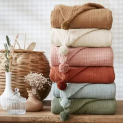 Poncho da bagno per bambini in garza di cotone 6/10 anni Gaïa Beige pampa