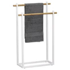 Porta asciugamani 2 barre (82 cm) Bambù Bianco