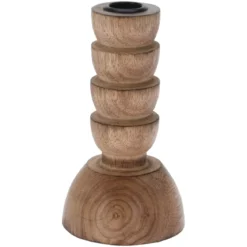 Portacandele in legno (H15 cm) Legno caldo Naturale