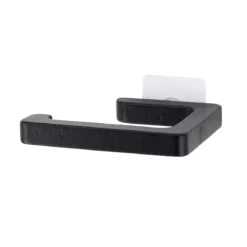 Portarotolo per carta igienica adesivo da parete in acacia Easy Chic Nero