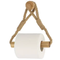 Portarotolo wc adesivo bambù e corda Easy Chic Naturale