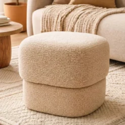 Pouf Bouclé (H40 cm) Modoro Beige