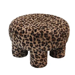 Pouf in ecopelliccia (H32 cm) Leopardo Marrone