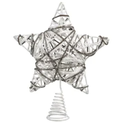 Puntale albero Rattan a paillete Bianco