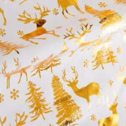 Runner da tavola (300 x 28 cm) Cervo e foresta Oro