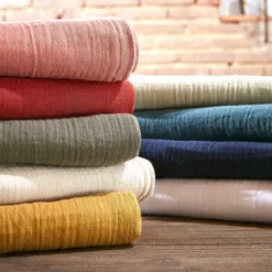Runner letto garza di cotone (150 x 150 cm) Gaïa Bianco chantilly