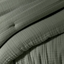 Runner letto quadrupla garza di cotone (90 x 220 cm) Victoria x Gaïa Verde rosmarino