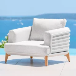 Salotto da giardino alluminio 2 posti 3 pezzi Monte Carlo Bianco e grigio chiaro