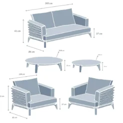 Salotto da giardino alluminio 4 posti 5 pezzi Monte Carlo Grigio antracite e grigio chiaro
