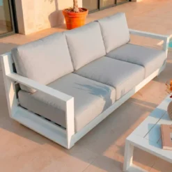 Salotto da giardino alluminio 5 posti 4 pezzi Elba Bianco e grigio chiaro