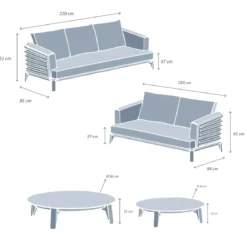 Salotto da giardino alluminio 5 posti 4 pezzi Monte Carlo Grigio antracite e beige