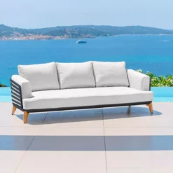 Salotto da giardino alluminio 5 posti 4 pezzi Monte Carlo Grigio antracite e grigio chiaro