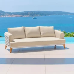 Salotto da giardino alluminio 5 posti 5 pezzi Monte Carlo Bianco e beige