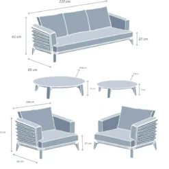 Salotto da giardino alluminio 5 posti 5 pezzi Monte Carlo Grigio antracite e beige