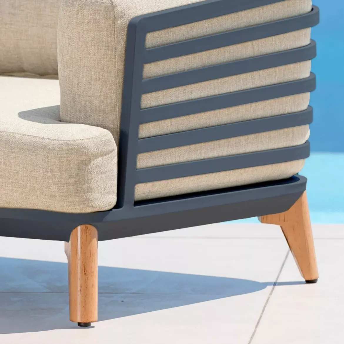 Salotto da giardino alluminio 5 posti 5 pezzi Monte Carlo Grigio antracite e beige