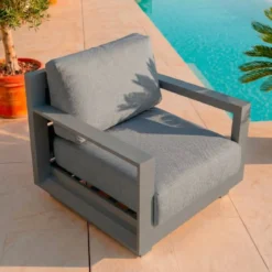 Salotto da giardino alluminio 7 posti 5 pezzi Elba Grigio antracite