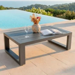 Salotto da giardino alluminio 7 posti 5 pezzi Elba Grigio antracite e grigio chiaro