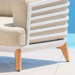 Salotto da giardino alluminio 7 posti 6 pezzi Monte Carlo Bianco e beige