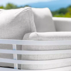 Salotto da giardino alluminio 7 posti 6 pezzi Monte Carlo Bianco e grigio chiaro