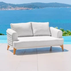 Salotto da giardino alluminio 7 posti 6 pezzi Monte Carlo Bianco e grigio chiaro