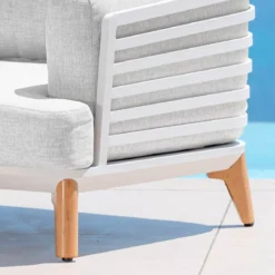 Salotto da giardino alluminio 8 posti 6 pezzi Monte Carlo Bianco e grigio chiaro