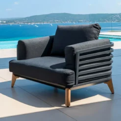 Salotto da giardino alluminio 8 posti 6 pezzi Monte Carlo Grigio antracite