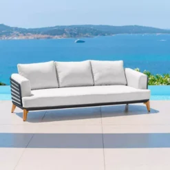 Salotto da giardino alluminio 8 posti 6 pezzi Monte Carlo Grigio antracite e grigio chiaro