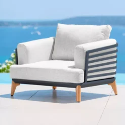 Salotto da giardino alluminio 8 posti 6 pezzi Monte Carlo Grigio antracite e grigio chiaro