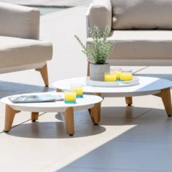 Salotto da giardino alluminio 9 posti 12 pezzi Monte Carlo Bianco e beige