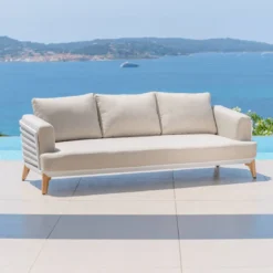 Salotto da giardino alluminio 9 posti 12 pezzi Monte Carlo Bianco e tortora