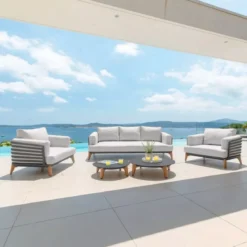 Salotto da giardino alluminio 5 posti 5 pezzi Monte Carlo Grigio antracite e grigio chiaro