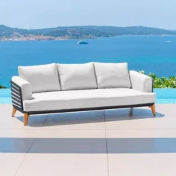 Salotto da giardino alluminio 5 posti 5 pezzi Monte Carlo Grigio antracite e grigio chiaro