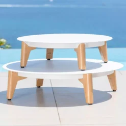 Salotto da giardino alluminio 8 posti 6 pezzi Monte Carlo Bianco e beige