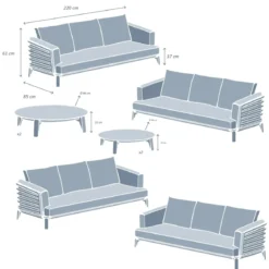 Salotto da giardino alluminio 12 posti 8 pezzi Monte Carlo Grigio antracite