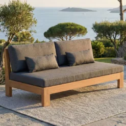 Salotto da giardino angolare in legno di acacia 5 posti 5 pezzi Bornéo Grigio antracite