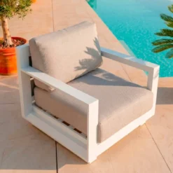 Salotto da giardino angolare alluminio 10 posti Elba Bianco e tortora