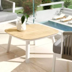 Salotto da giardino in alluminio 2 posti 3 pezzi Amalfi Bianco e tortora