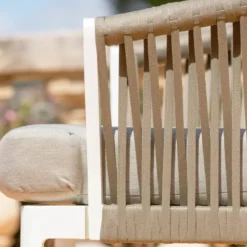 Salotto da giardino in alluminio 7 posti 5 pezzi Amalfi Bianco e tortora