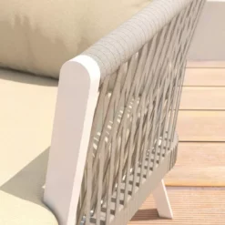Salotto da giardino in alluminio 7 posti 5 pezzi Amalfi Bianco e beige