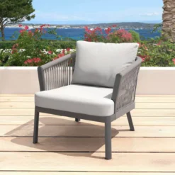 Salotto da giardino in alluminio 5 posti 4 pezzi Amalfi Grigio antracite e grigio chiaro