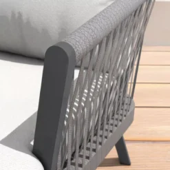 Salotto da giardino in alluminio 5 posti 4 pezzi Amalfi Grigio antracite e grigio chiaro