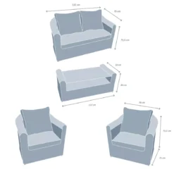 Salotto da giardino in resina intrecciata 4 posti 4 pezzi Calvi Grigio e grigio scuro