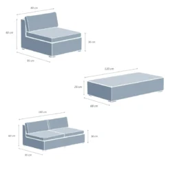 Salotto da giardino in resina intrecciata 4 posti 4 pezzi Palma Grigio e beige