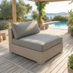 Salotto da giardino in resina intrecciata 9 posti 9 pezzi Palma Grigio e antracite