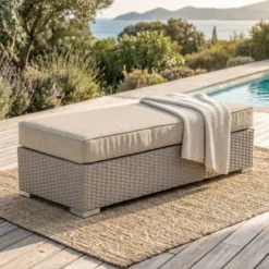 Salotto da giardino in resina intrecciata 9 posti 9 pezzi Palma Grigio e beige