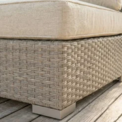 Salotto da giardino in resina intrecciata 9 posti 9 pezzi Palma Grigio e beige