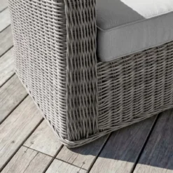 Salotto da giardino in resina intrecciata 4 posti 4 pezzi Calvi Grigio e grigio chiaro